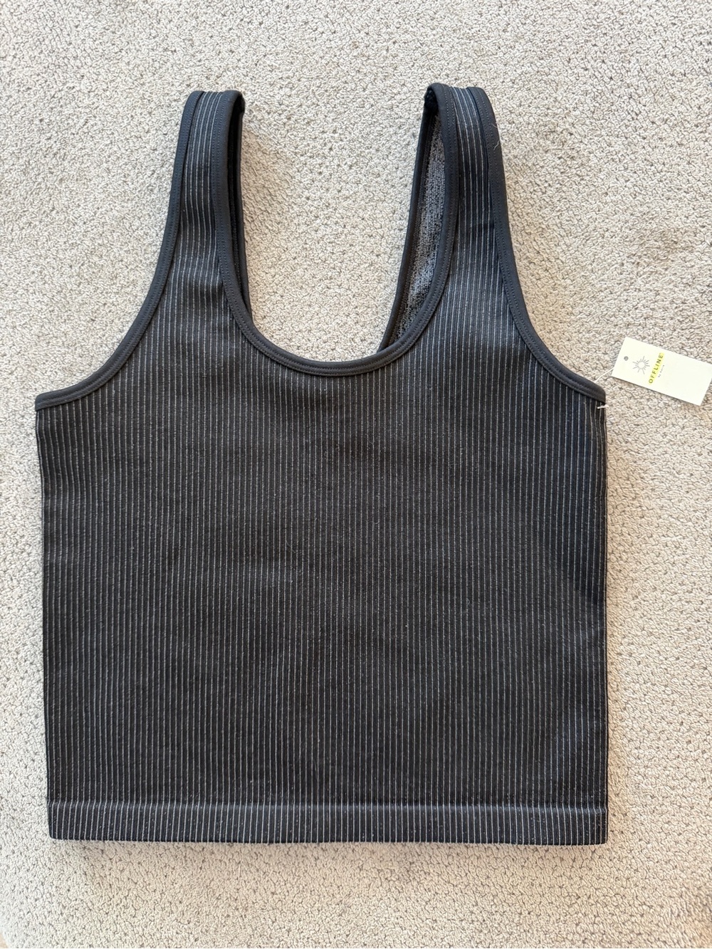 aerie Black Ribbed Scoop Tank